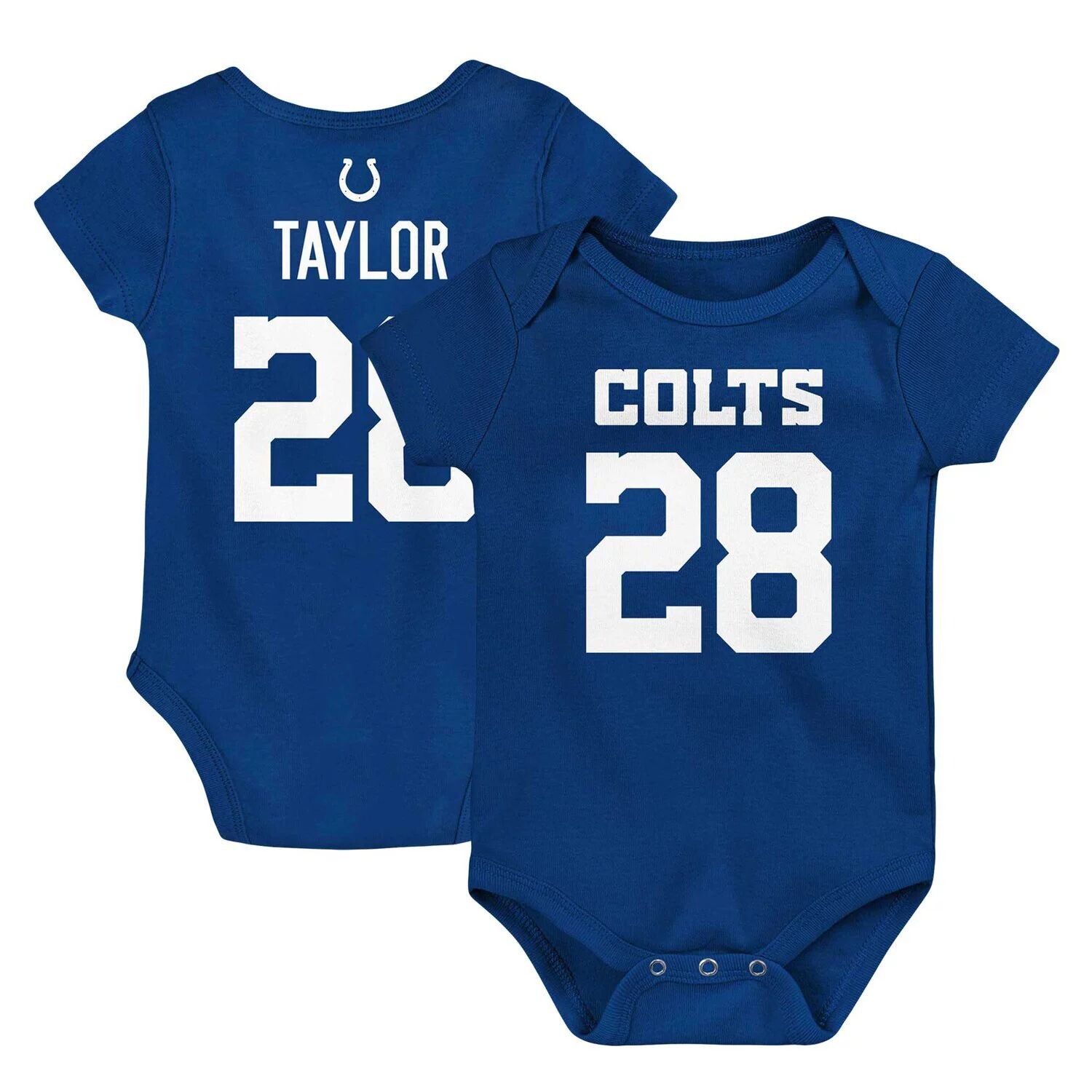 

Боди для новорожденных и младенцев Jonathan Taylor Royal Indianapolis Colts Mainliner с именем и номером игрока Outerstuff