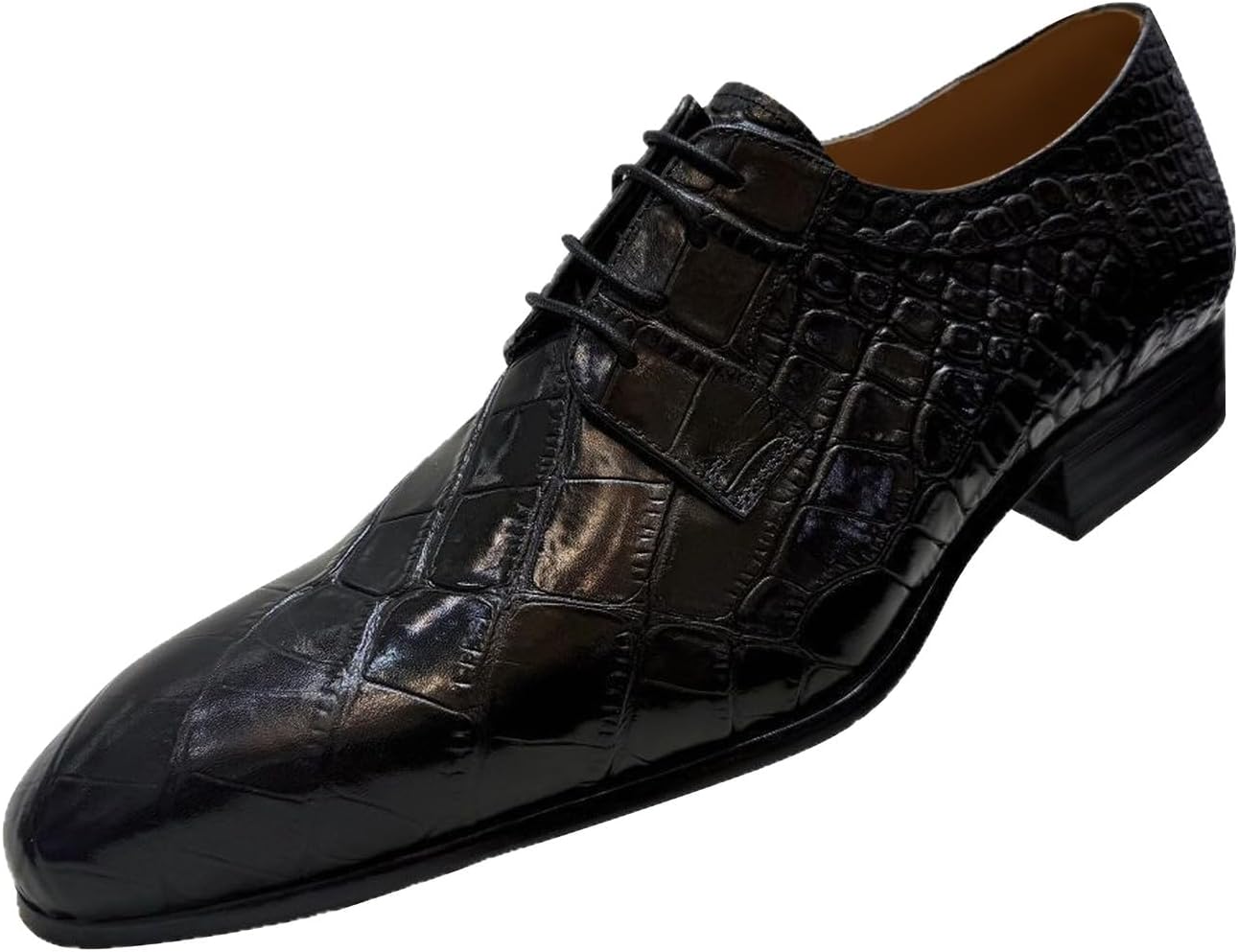 

Мужские оксфорды Santimon с кожаным рисунком под крокодила - классические туфли на шнуровке для мужчин, деловая, свадебная и офисная обувь, черный