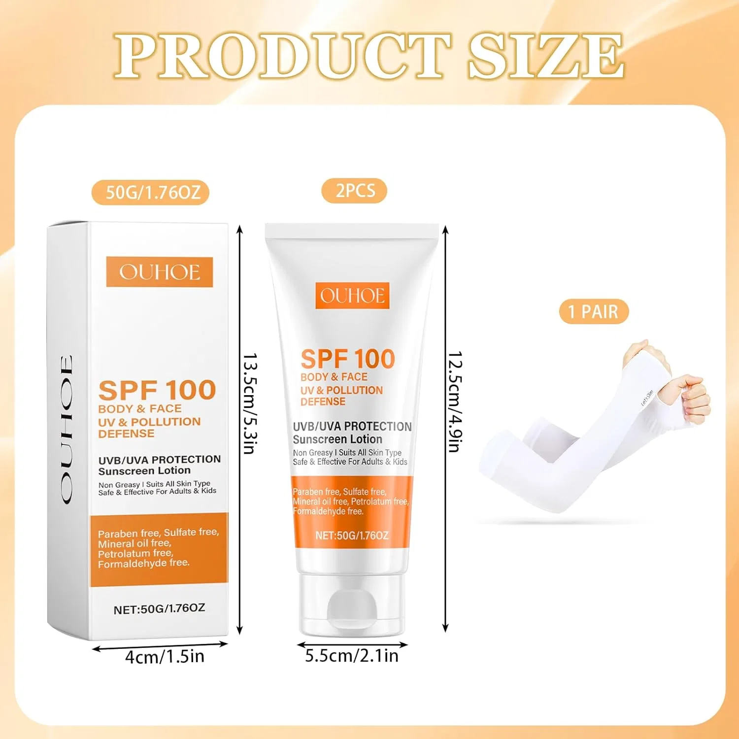 Набор из 2 солнцезащитных кремов SPF 100 с чехлами Ice Silk 50 г Taimeimao — фото 2