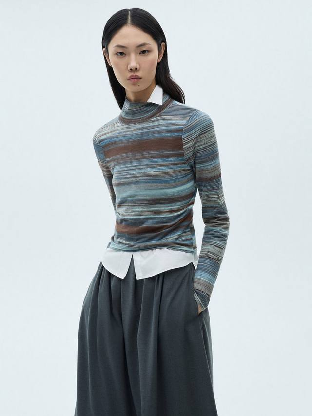 

Джемпер с высоким воротом в полоску от ridye Mango, цвет Medium Blue