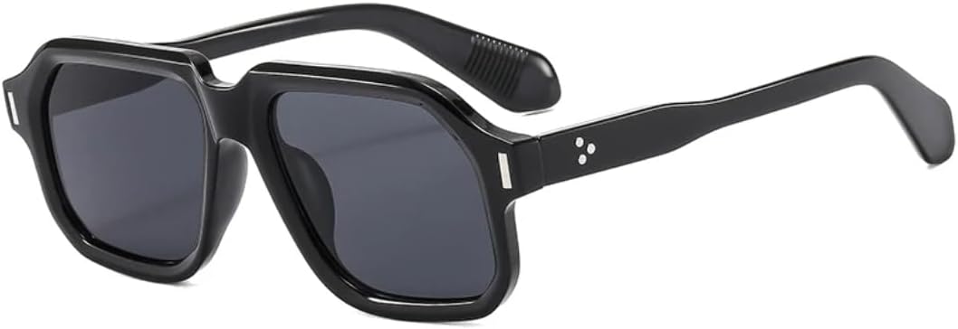 

Солнцезащитные очки для мужчин и женщин - защита UV400 - панк-заклепки, большая оправа, цветные линзы, для занятий спортом на открытом воздухе и вождения DSVIGF, Black Grey