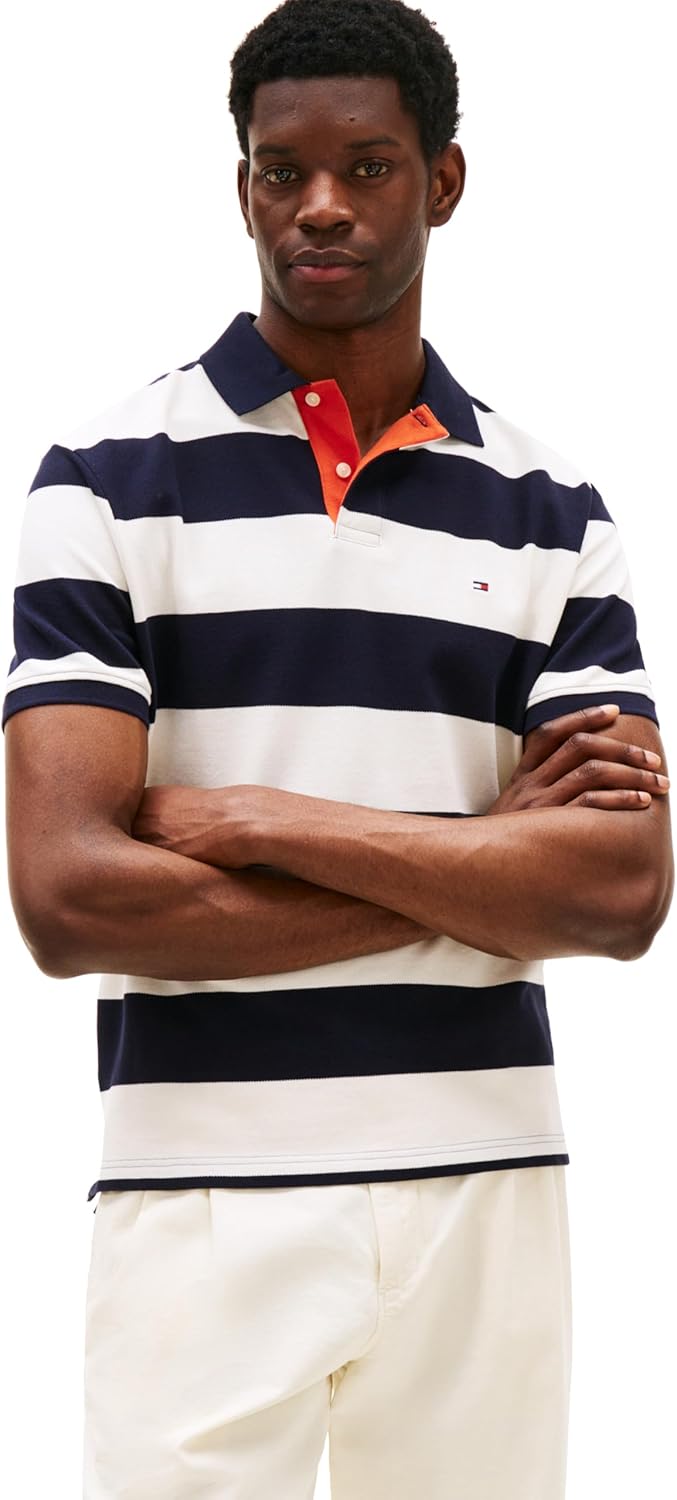 

Мужские поло Tommy Hilfiger с коротким рукавом, повседневного кроя, с рисунком в виде регбийных полос, Desert Sky / Ivory Petal, Коричневый, Мужские поло Tommy Hilfiger с коротким рукавом, повседневного кроя, с рисунком в виде регбийных полос, Desert Sky 