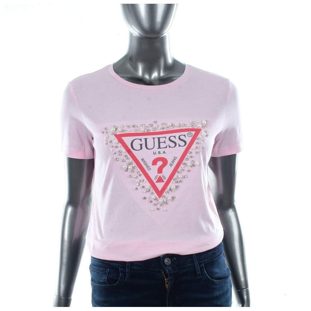

Футболка с ромбовидным треугольником Guess, розовый