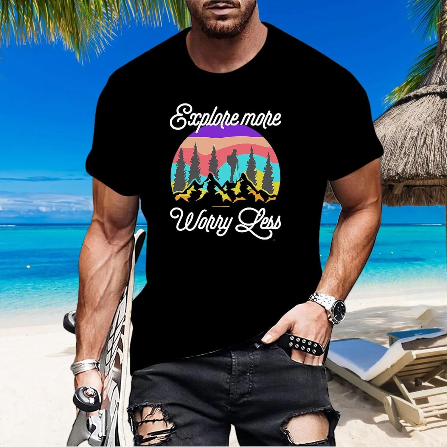 Футболка с принтом для мужчин | Rock Climbing Print, Crewneck — фото 3