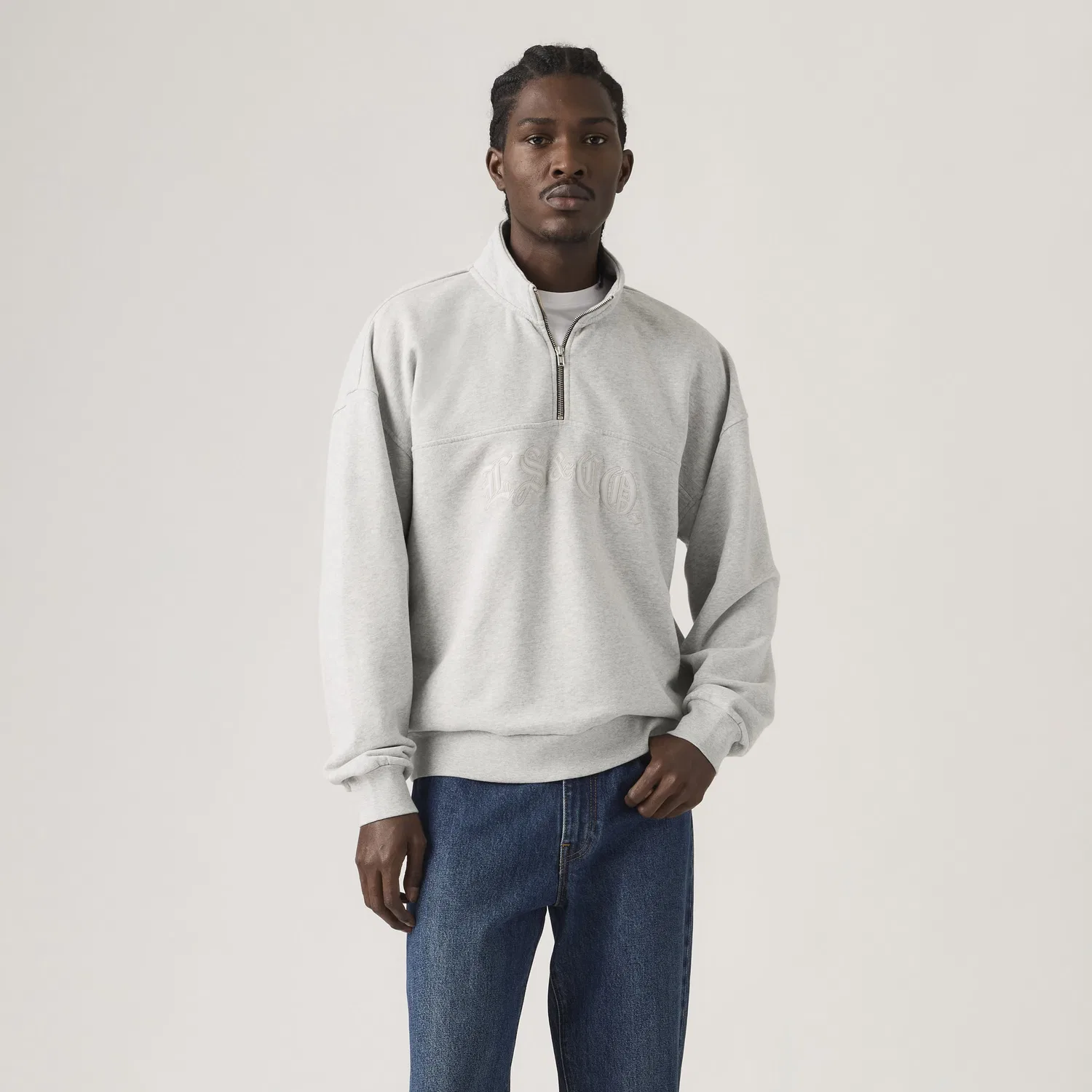 Свободная толстовка на молнии до середины груди Levi's, Grey — фото 3