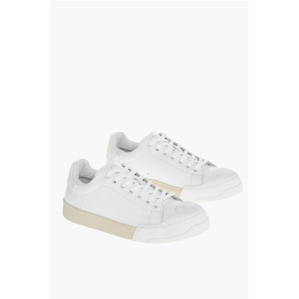 Однотонные кожаные кроссовки с резиновым носком Marni, White