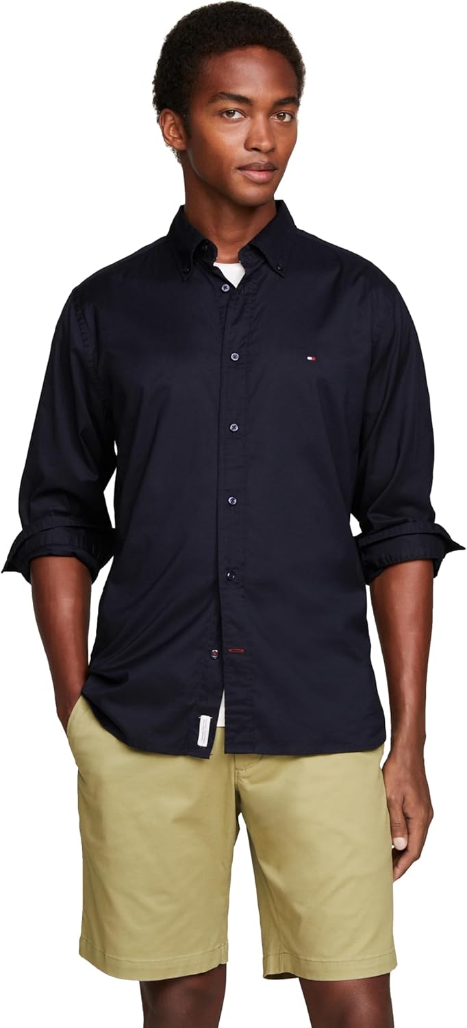 

Мужские рубашки Tommy Hilfiger Poplin с длинным рукавом, классического кроя, застегивающиеся на пуговицы, также доступны в размерах для больших и высоких размеров., Desert Sky