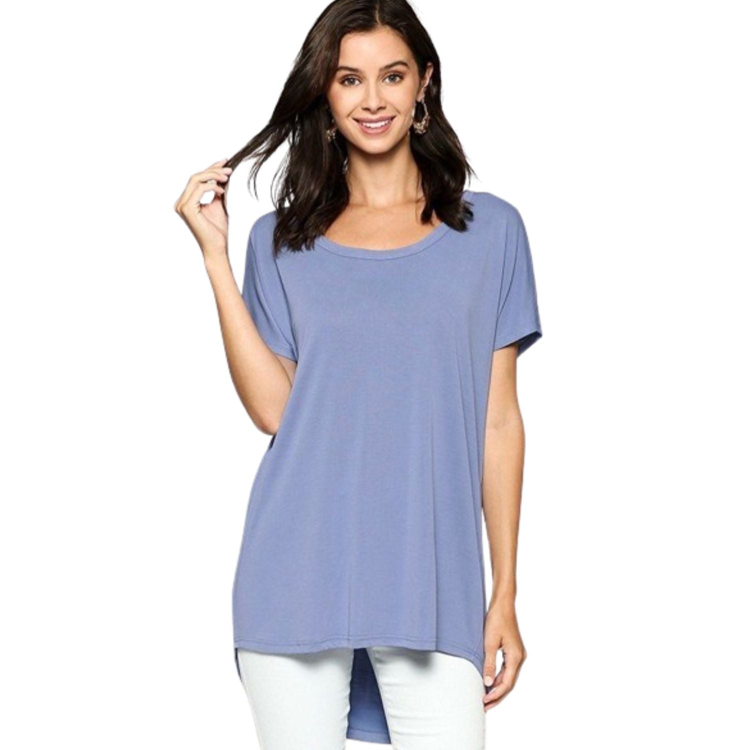 

Топ Cupro Solid с круглым вырезом FASHNZFAB, цвет denim blue