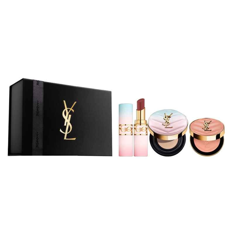 

Набор косметики для женщин SAINT LAURENT, avant-garde premium blush #n°57-peach+lip balm #n°7b-natural nude коричневый