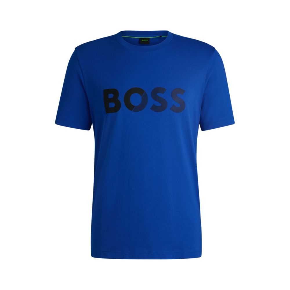 

Футболка из хлопкового джерси с большим логотипом BOSS, синий
