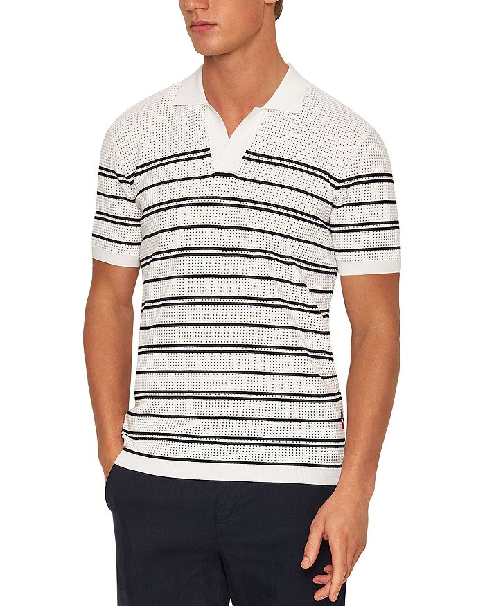 

Рубашка поло Roddy Waffle Knit Mesh Ribbon Stripe Classic Fit Orlebar Brown, белый