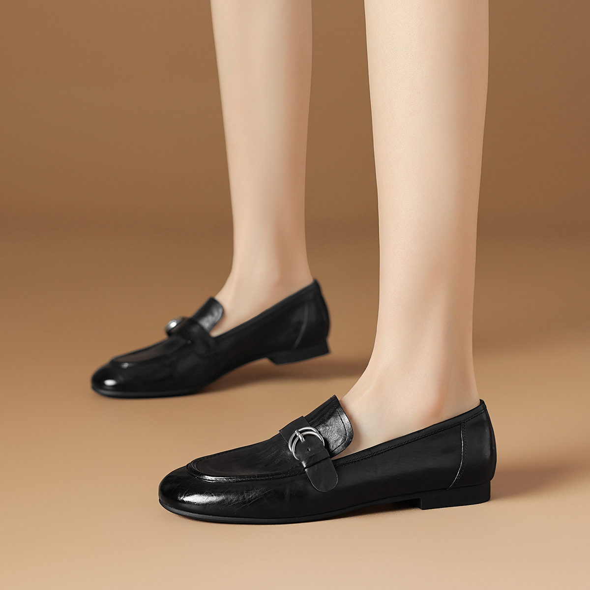 Rosa Bianca Женские лоферы черные с кожаной стелькой, цвет Black (Cow Leather Insole) — фото 3