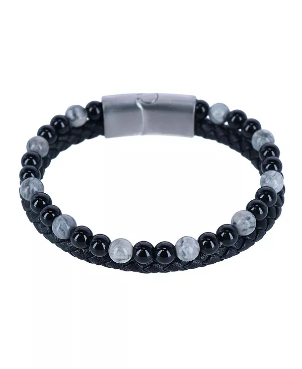 

Браслет Thurgood из плетеной кожи с надежной застежкой и бусинами Trafalgar, black