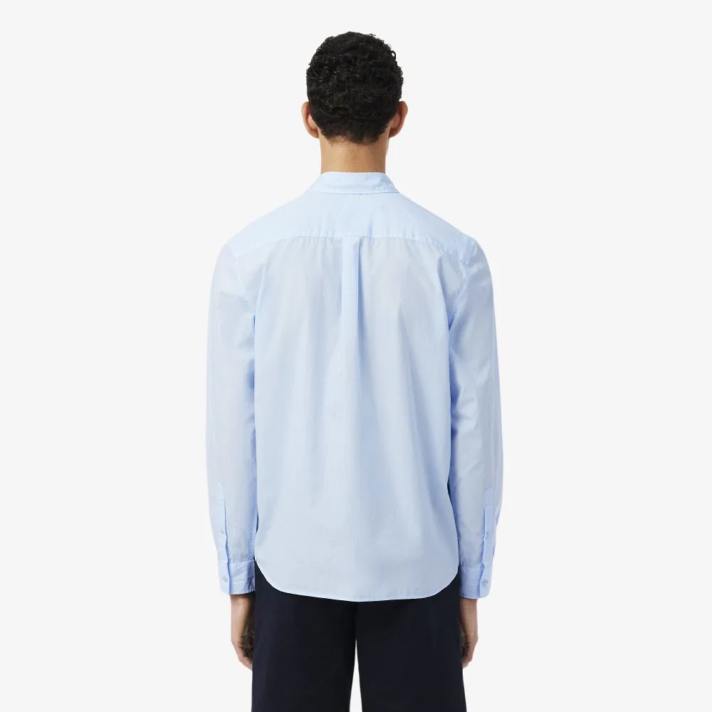 Мужская светло-голубая рубашка из лёгкого поплина от Lacoste — фото 3