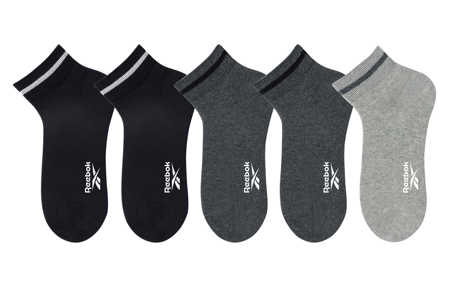 

Низкие носки унисекс набор из 5 пар Reebok, светло-серый