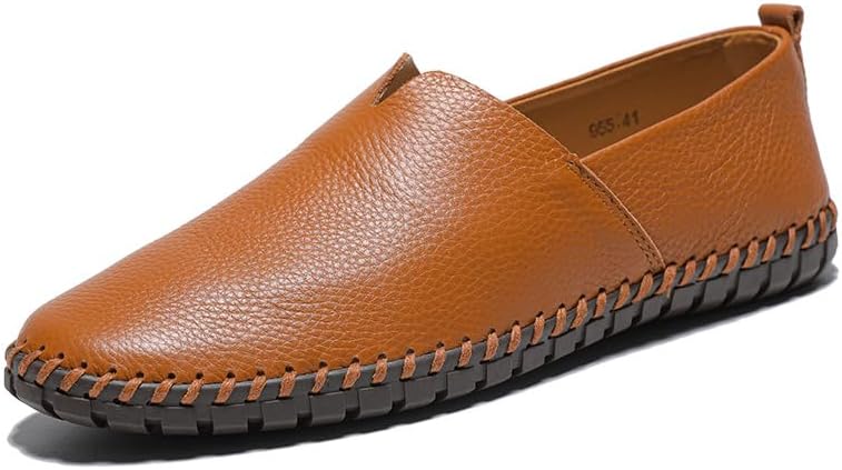 

Мужские лоферы из натуральной кожи, без шнурков, повседневные и нарядные, мягкие, дышащие, ручной работы, обувь на каждый день Generic, коричневый