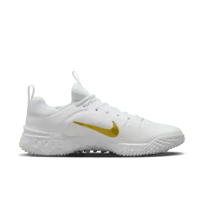 Кроссовки Nike Huarache 9 Elite TF LAX Lacrosse Shoes, цвет White/White/Metallic Vivid Gold — фото 3
