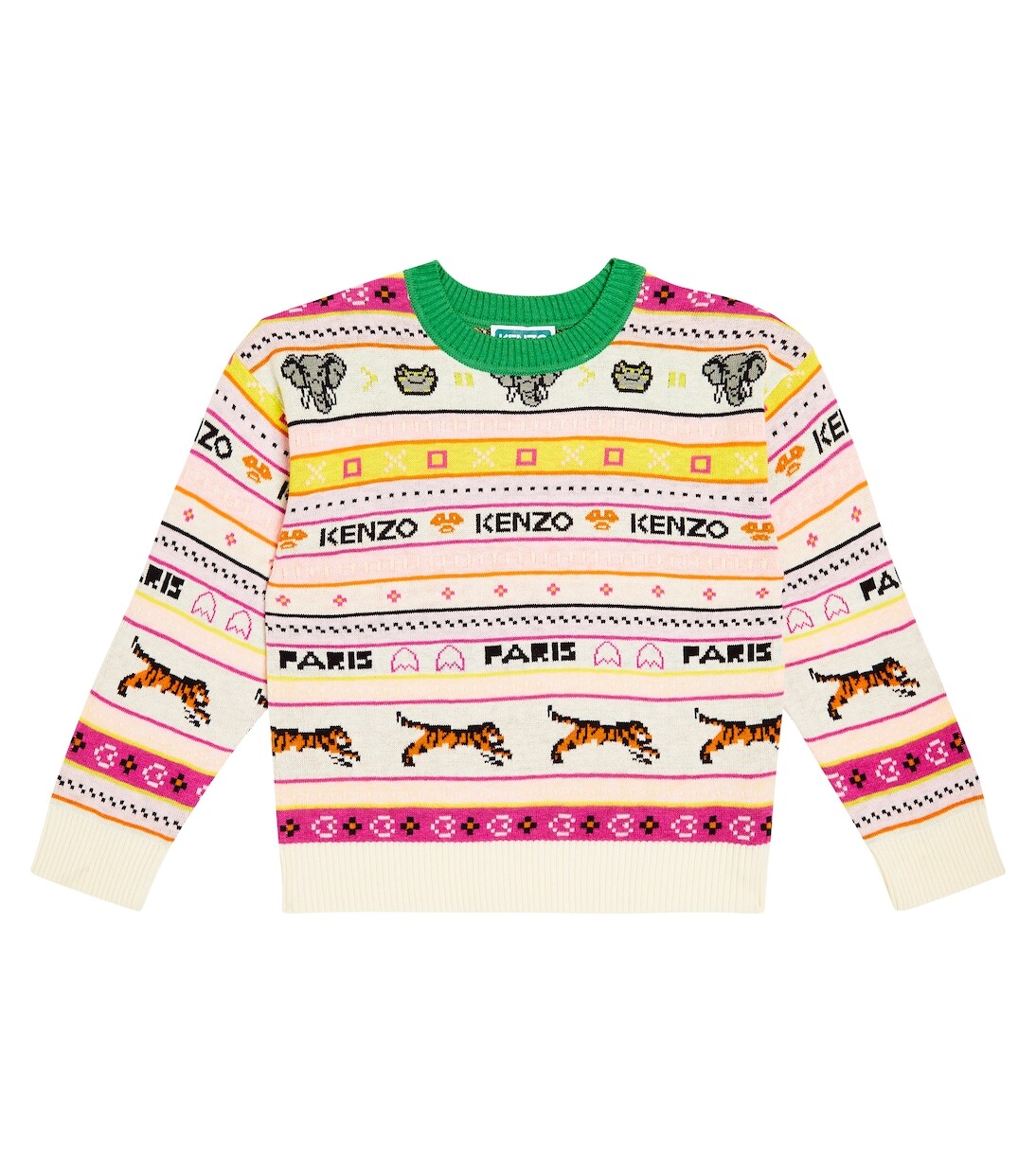 

Свитер интарсии из смесового хлопка Kenzo Kids, мультиколор