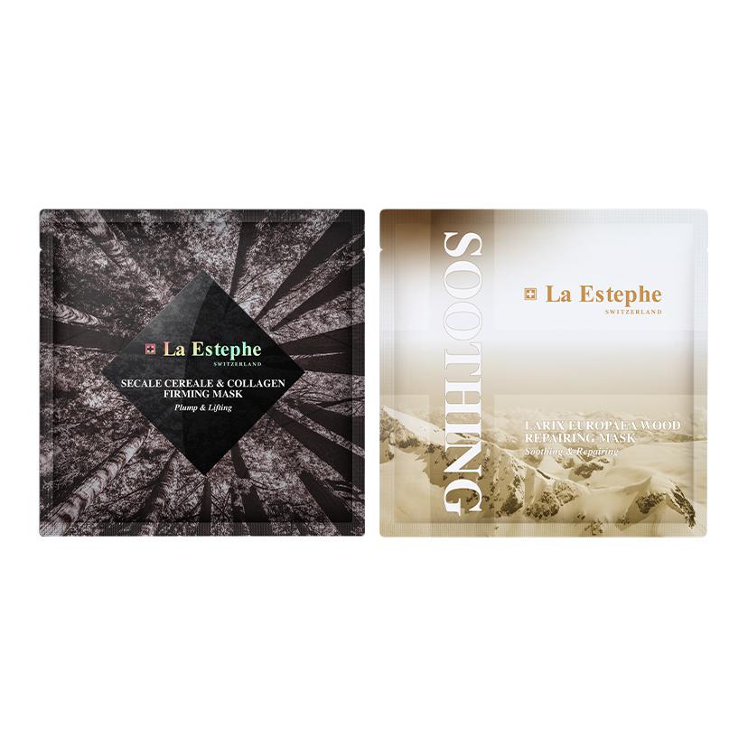 

LaEstephe EU Larch+Black Wheat Коллагеновая маска для лица пробный набор успокаивающая подтягивающая для всех типов кожи 2 шт