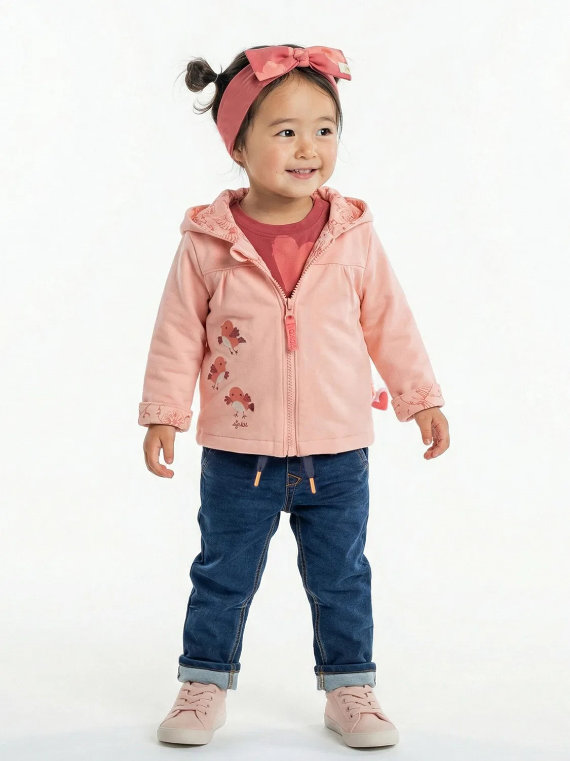 Куртка Sigikid Between-Season Jacket Wendejacke wattiert Pink Birds светло-розового цвета — фото 3