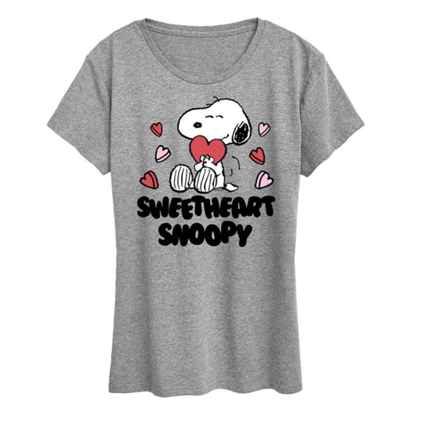 

Женская футболка с принтом «Peanuts Sweetheart» и изображением Снупи Licensed Character, серый