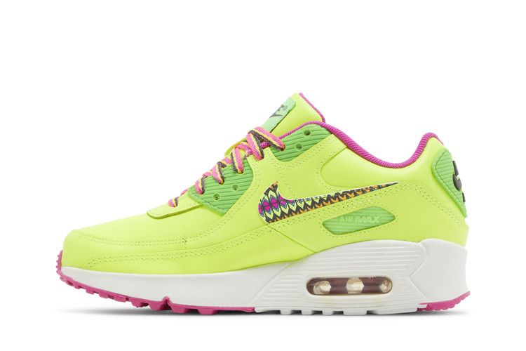 Кроссовки Nike Air Max 90 Leather GS 'Volt Fire Pink', желтый — фото 4