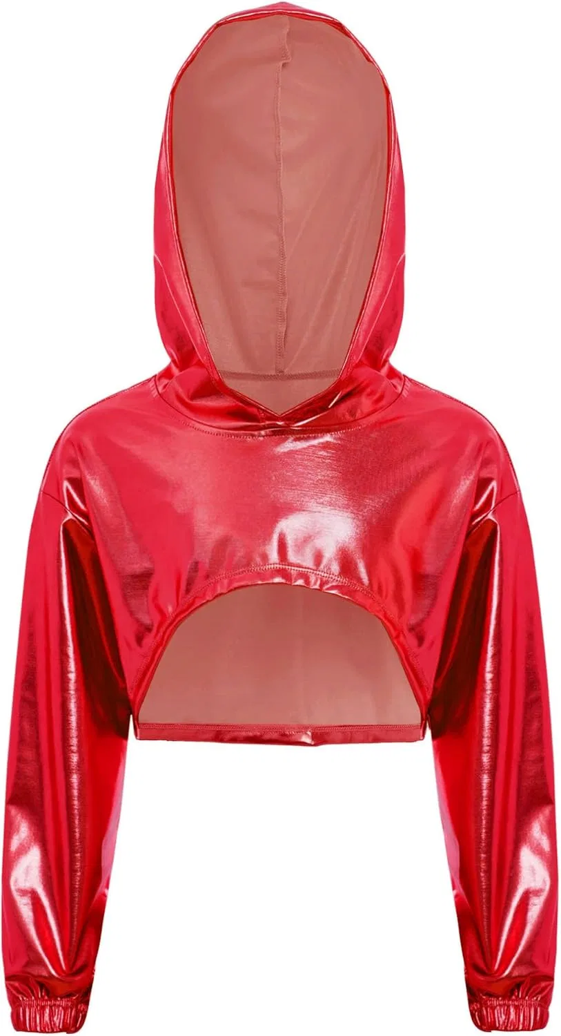 Детская толстовка с капюшоном металлик асимметричный подол ranrann Red