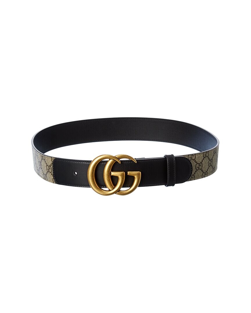 

Ремень Gucci Double G с пряжкой GG Supreme из ткани и кожи, черный