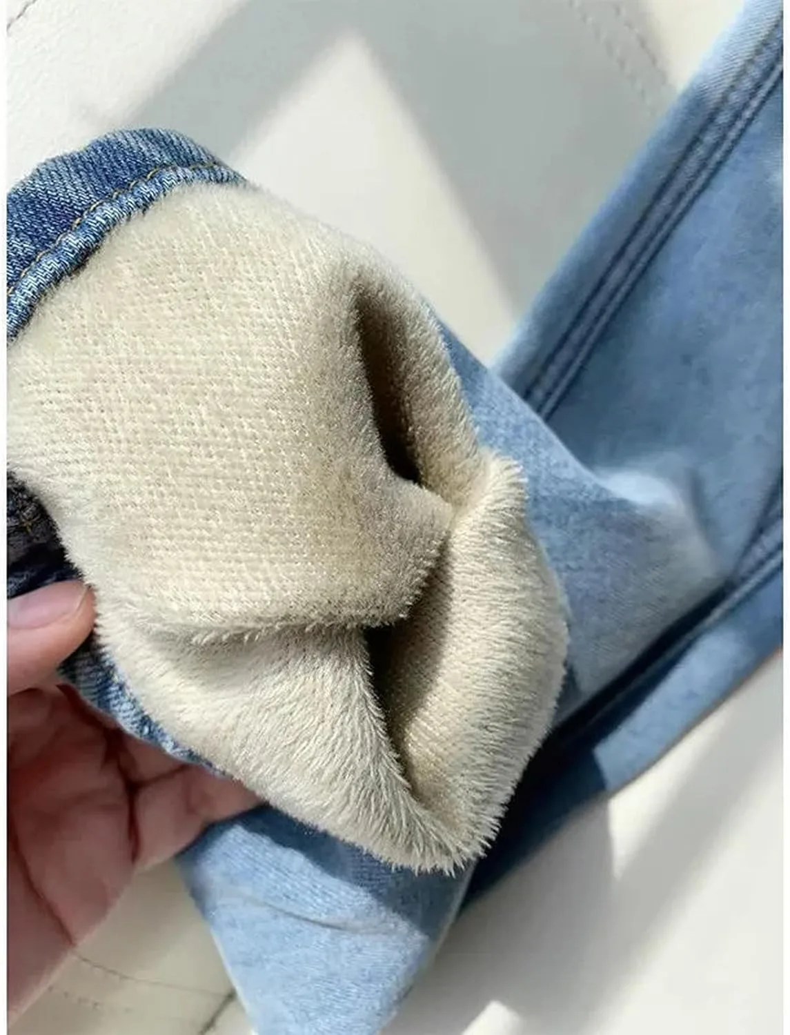 Утепленные джинсы для женщин Wide Leg Baggy зимние теплые — фото 2