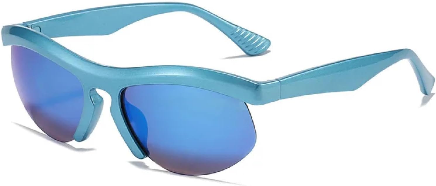 

Ретро-солнцезащитные очки без оправы для женщин, модные, конфетных цветов, с защитой от УФ-излучения UV400, для мужчин, для занятий спортом на открытом воздухе, вождения, зеркальные солнцезащитные очки WNCKSQ, Blue Blue Mirror