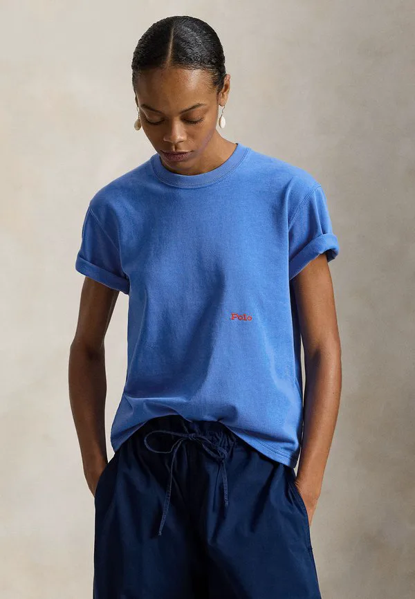 Хлопковая футболка с круглым вырезом и принтом «большой пони» Polo Ralph Lauren, Blue — фото 3