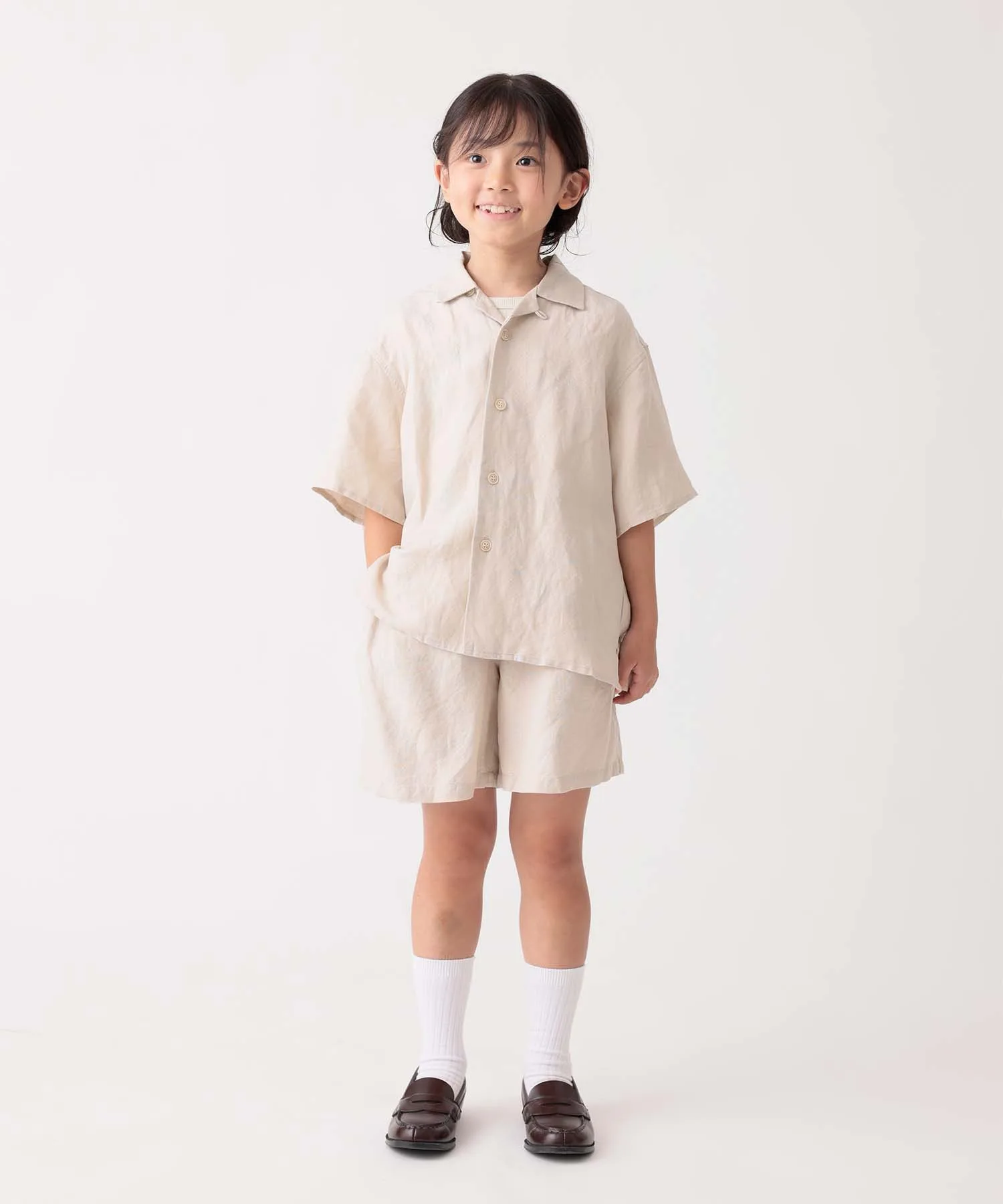 Детские шорты изо льна ARCH & LINE NEUTRAL SHORTS бежевые