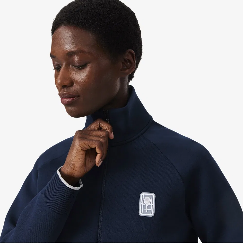 Толстовка Lacoste Heritage, женская теннисная на молнии, тёмно-синяя — фото 3