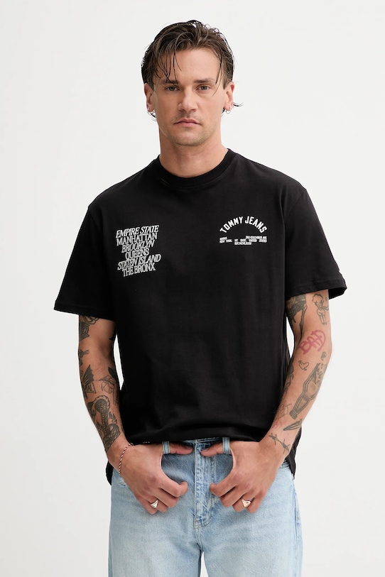 

Хлопковая футболка Tommy Jeans, черный