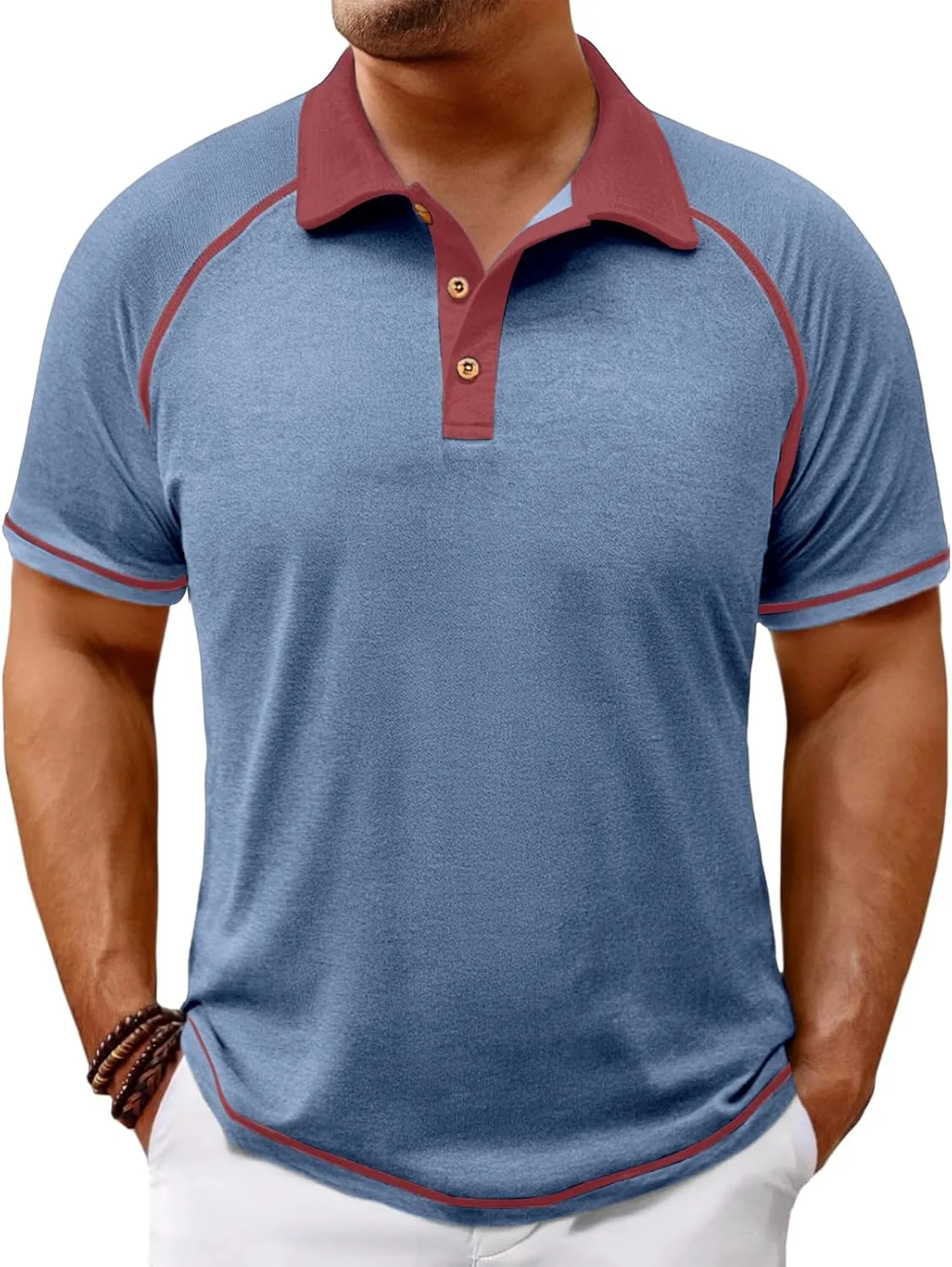 

Мужская хлопковая поло с коротким рукавом и реглан для лета CHXLQQX