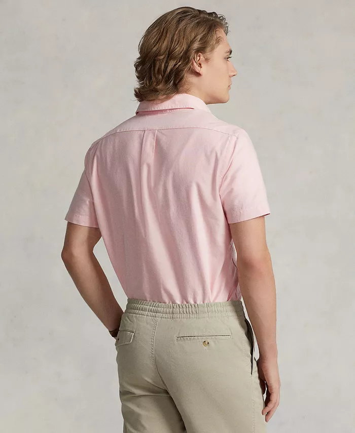 Мужская классическая короткорукавная рубашка Oxford Polo Ralph Lauren, розовый — фото 2