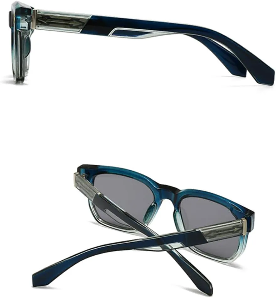 

Двухцветные солнцезащитные очки для женщин и мужчин, роскошные, в стиле ретро, ​​с заклепками, градиентной подсветкой, защита от УФ-излучения UV400 TVTBBVV, Blue Gray