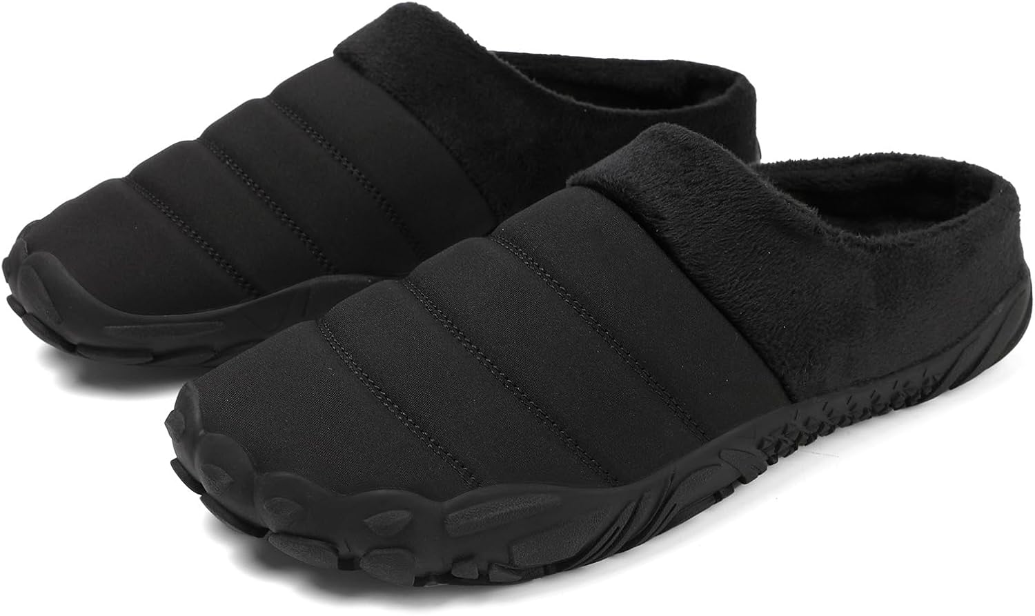 

Мужские зимние теплые тапочки с пушистой подкладкой, удобные для дома и улицы, с противоскользящей резиновой подошвой Soft Time Toy, черный