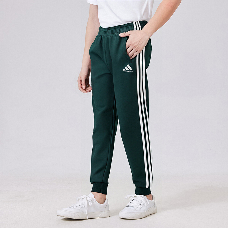 Вязаные спортивные штаны унисекс Adidas, темно-зеленый — фото 4