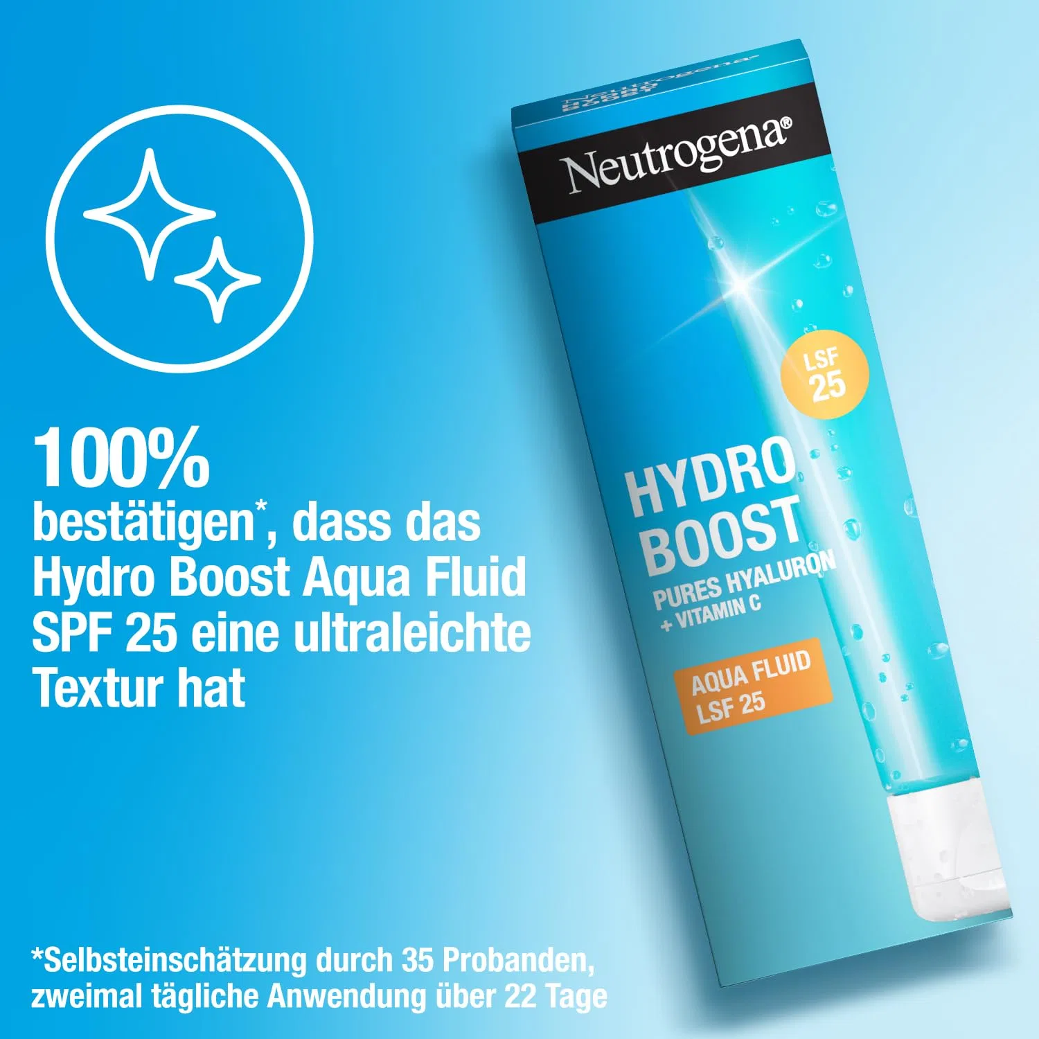 Флюид Neutrogena — Легкий для лица Hydro Boost Aqua Fluid SPF 25 с гиалуроновой кислотой и витамином C, 50 мл — фото 4