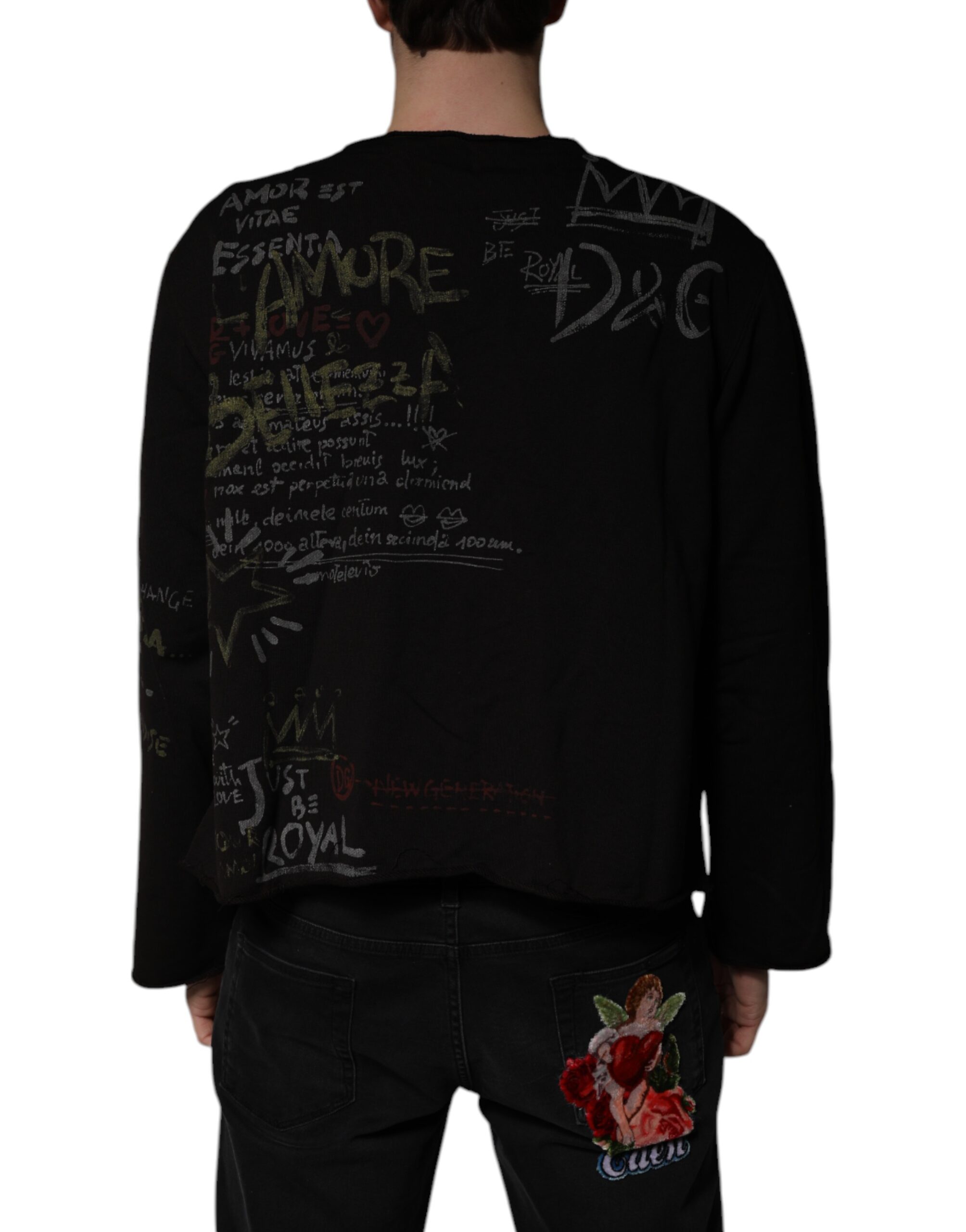 Черный свитер-пуловер с круглым вырезом DG Heaven Dolce & Gabbana — фото 3