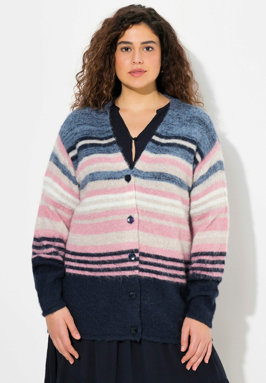 

Кардиган MIXED STRIPE LONG SLEEVE Ulla Popken, темно-синий