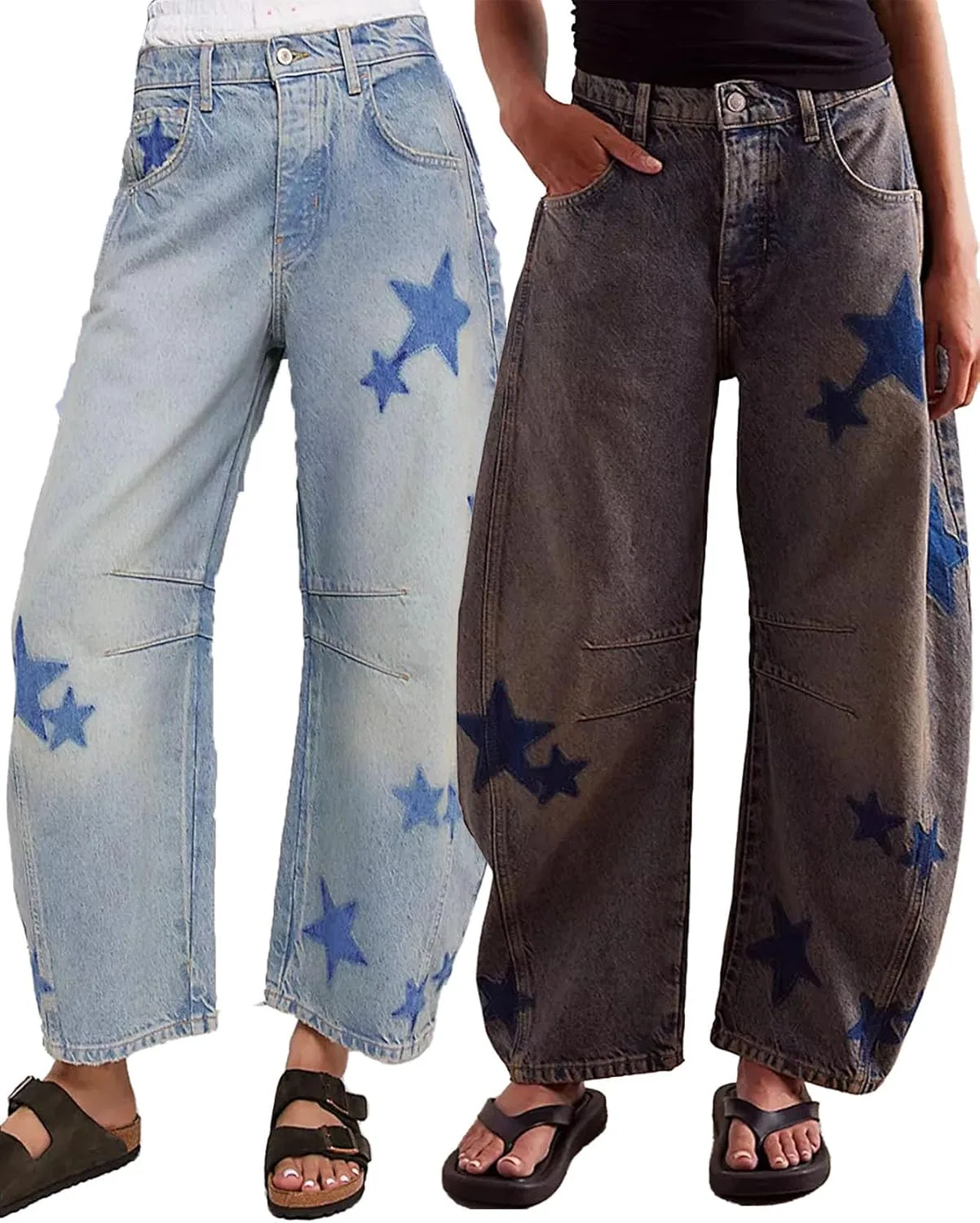 Джинсы свободные с принтом, Star Jeans, Синий — фото 2