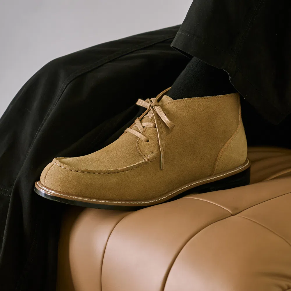 Мужские замшевые ботинки Moa Mok Toe Field 4 см бежевые от Customade
