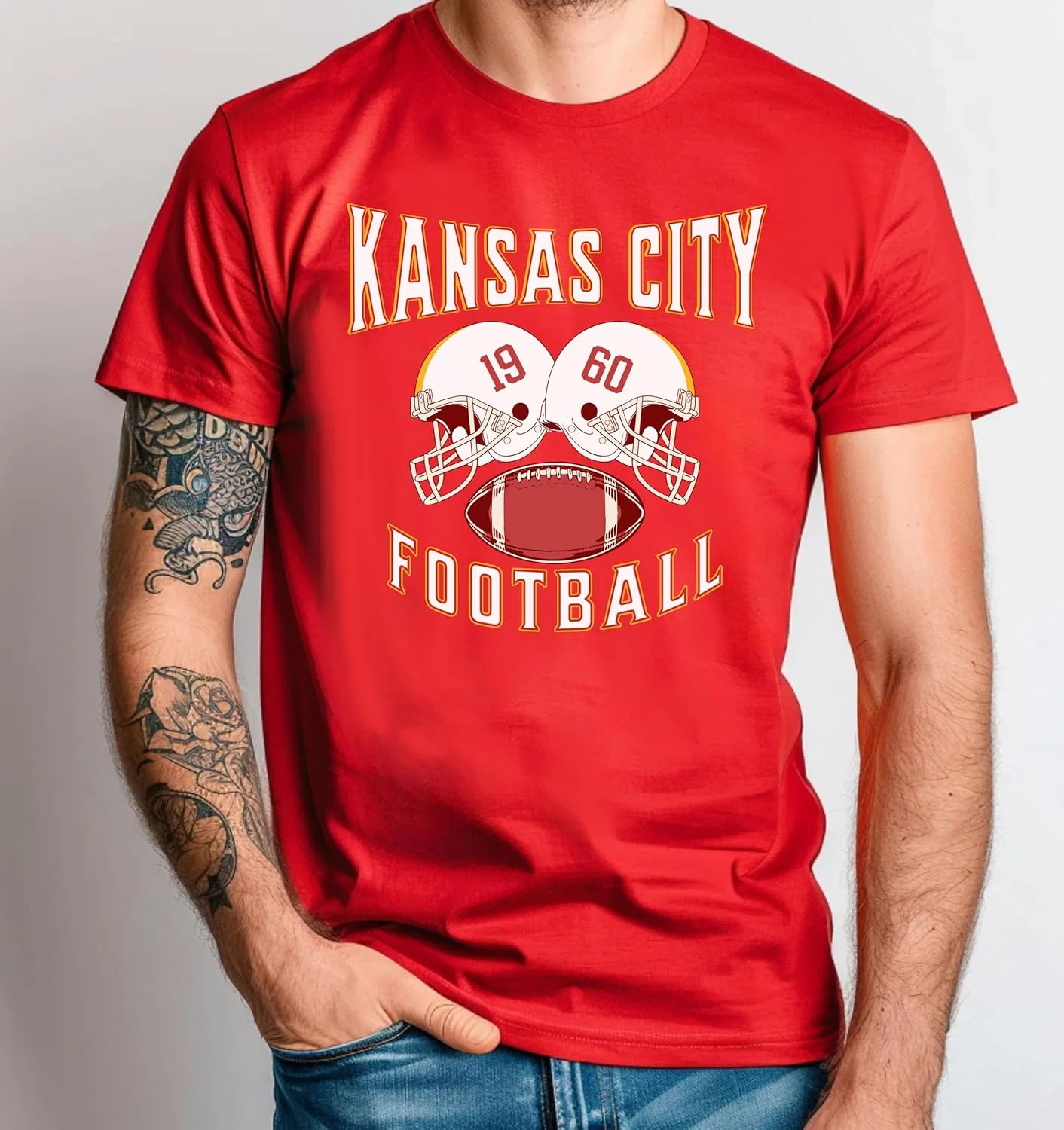 Футболка Kansas Football для фанатов | Ретро майка для игрового дня | Винтажная футболка Missouri премиум-класса для мужчин и женщин GENERIC, красный — фото 3