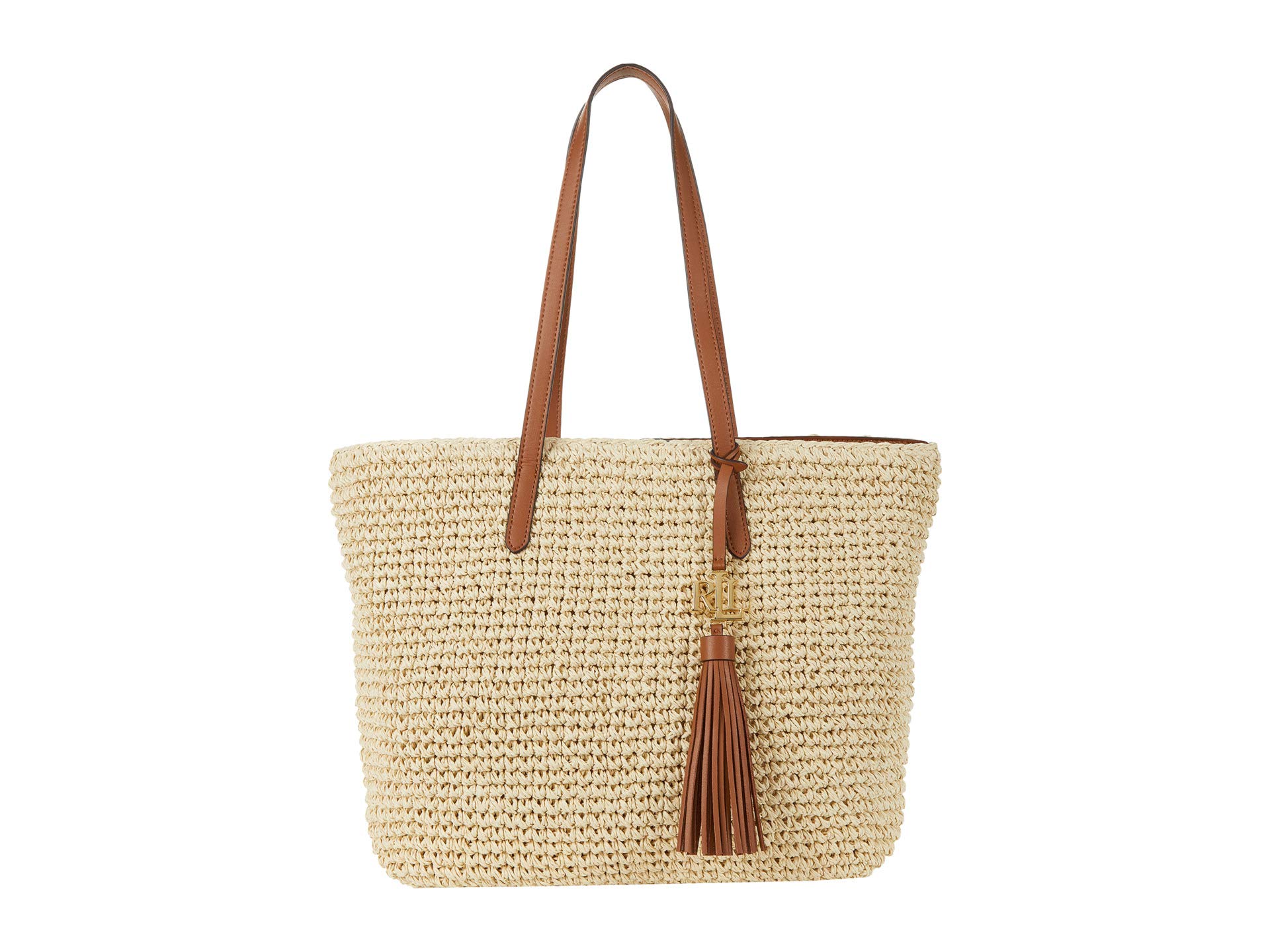 

Сумка-тоут Lauren Ralph Lauren Crochet-Straw Medium Whitney Tote, цвет Natural/Lauren Tan