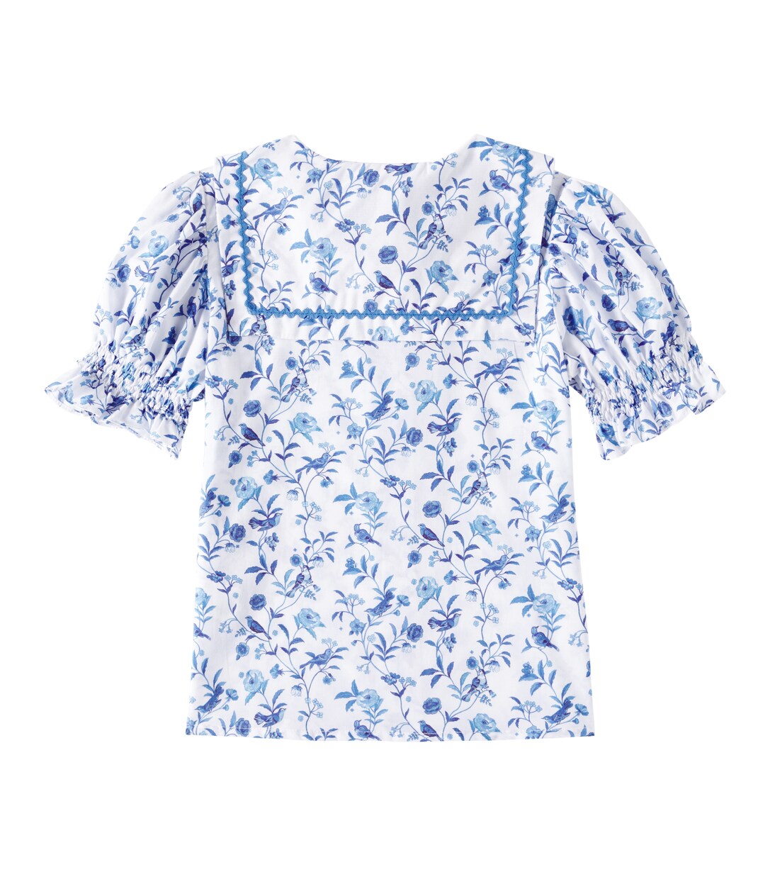 Жоржина цветочная хлопковая блузка La Coqueta, Blue Bird Floral — фото 3