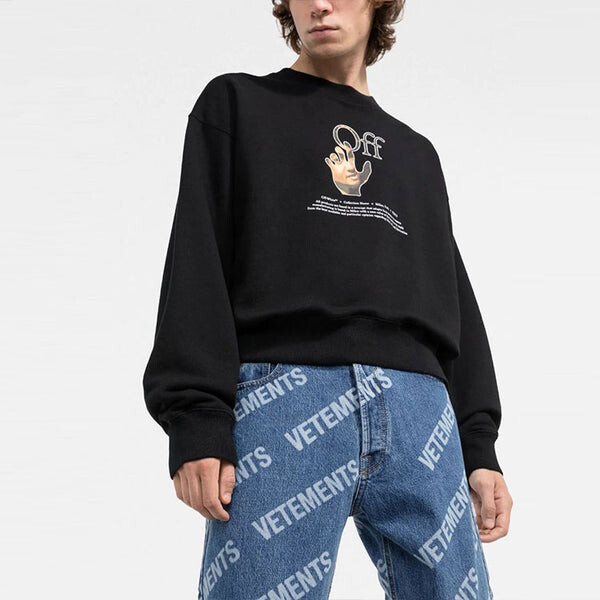 Толстовка men's fw21 logo printing round neck long sleeves loose fit black Off-White, мультиколор — фото 4