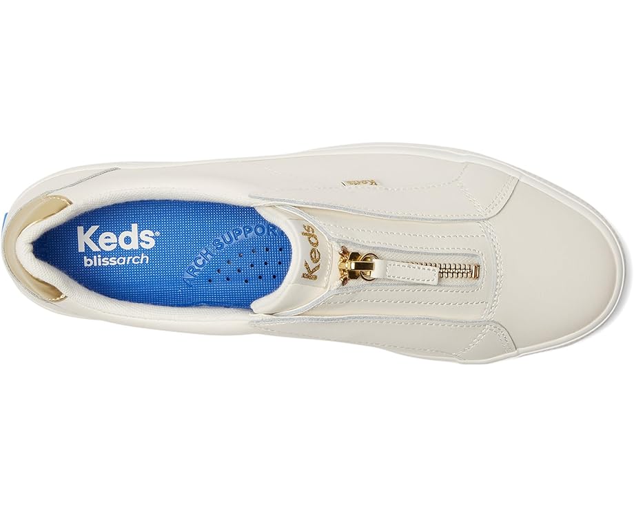 Кроссовки Keds Pursuit Zip, цвет Snow White/Gold Leather — фото 2
