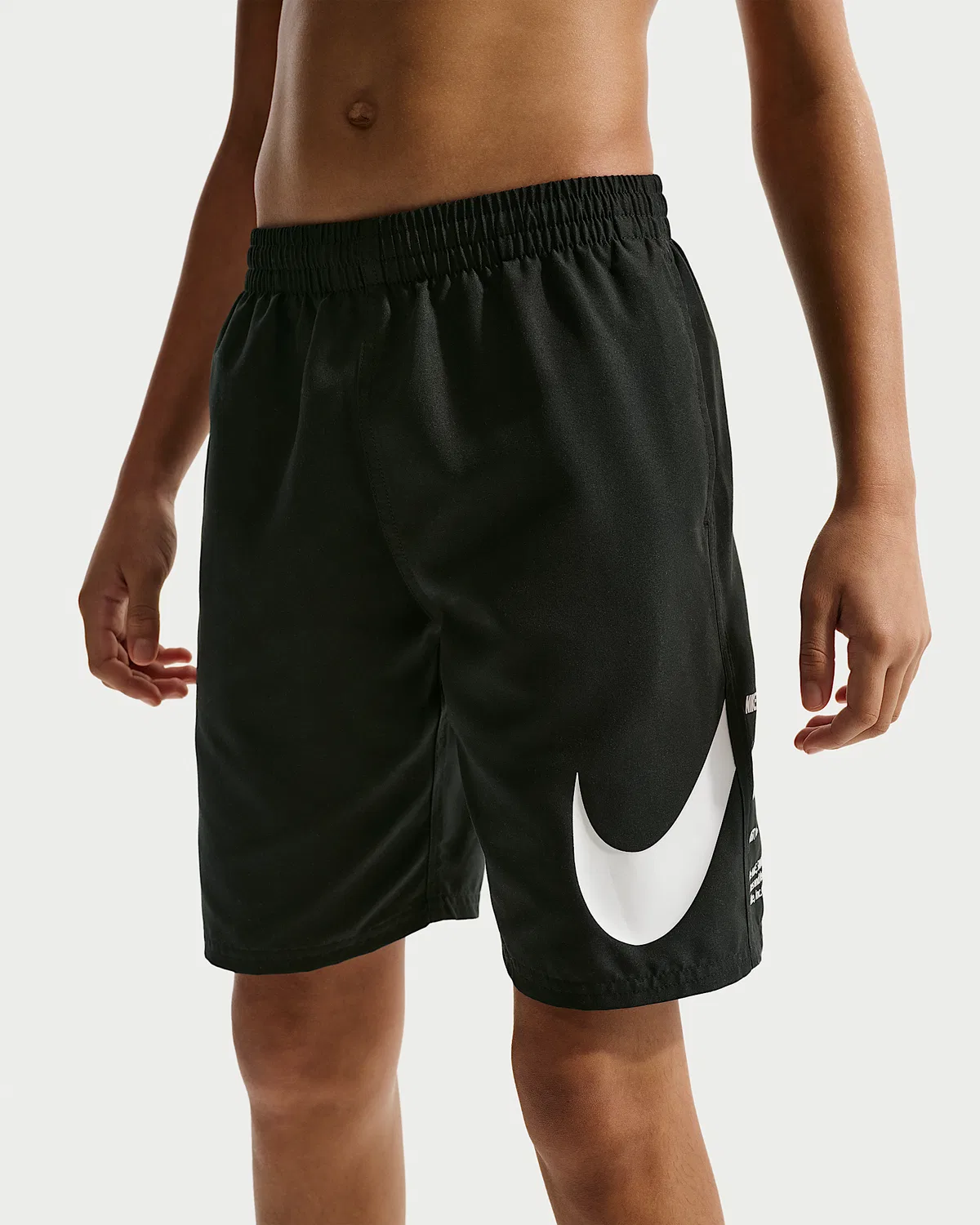 Детские (мальчиковые) плавки Nike Swim Breaker 7" с боксерской подкладкой, Black/Black/Black/White — фото 2